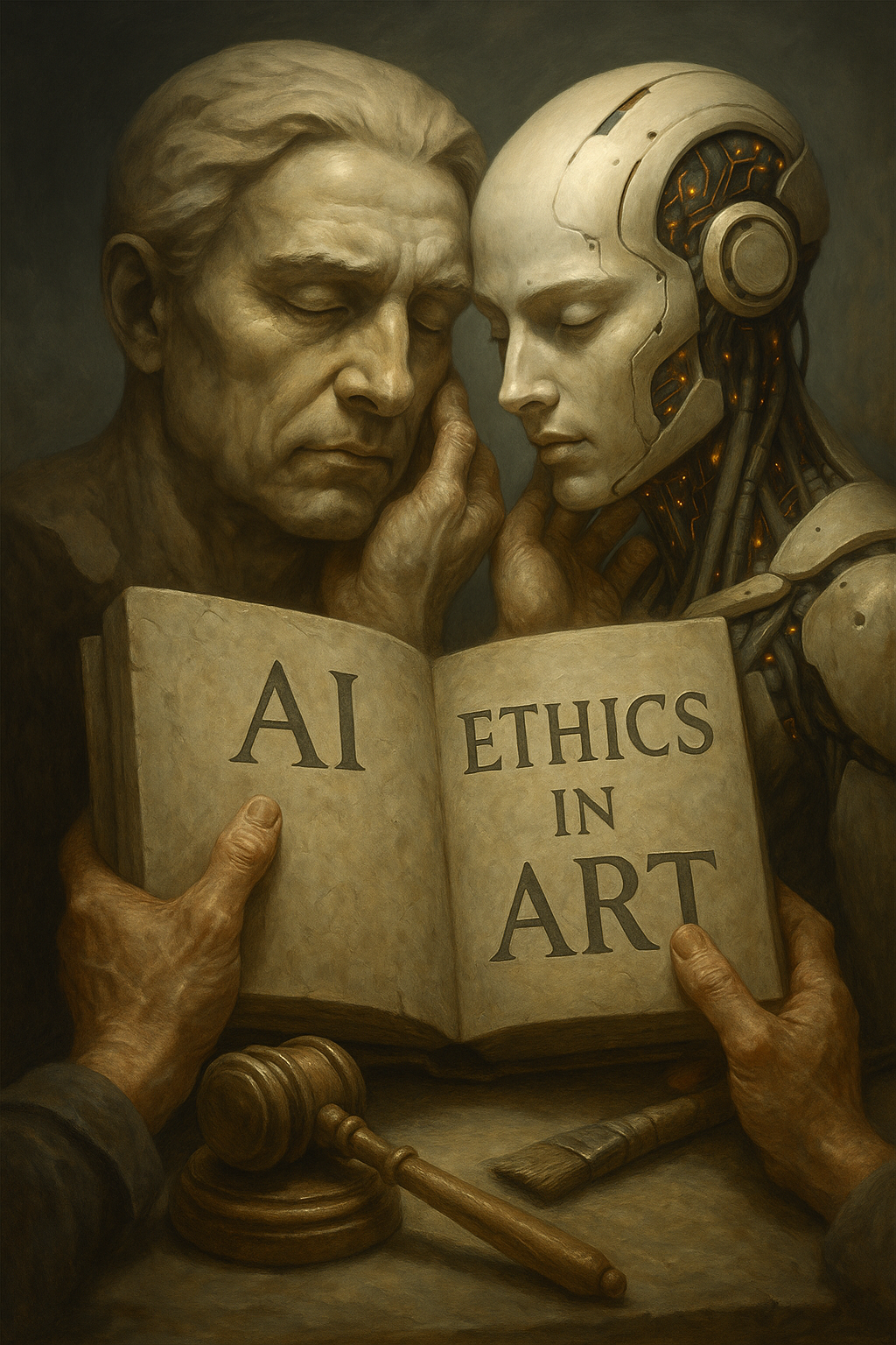Conceptual illustration of AI ethics in art