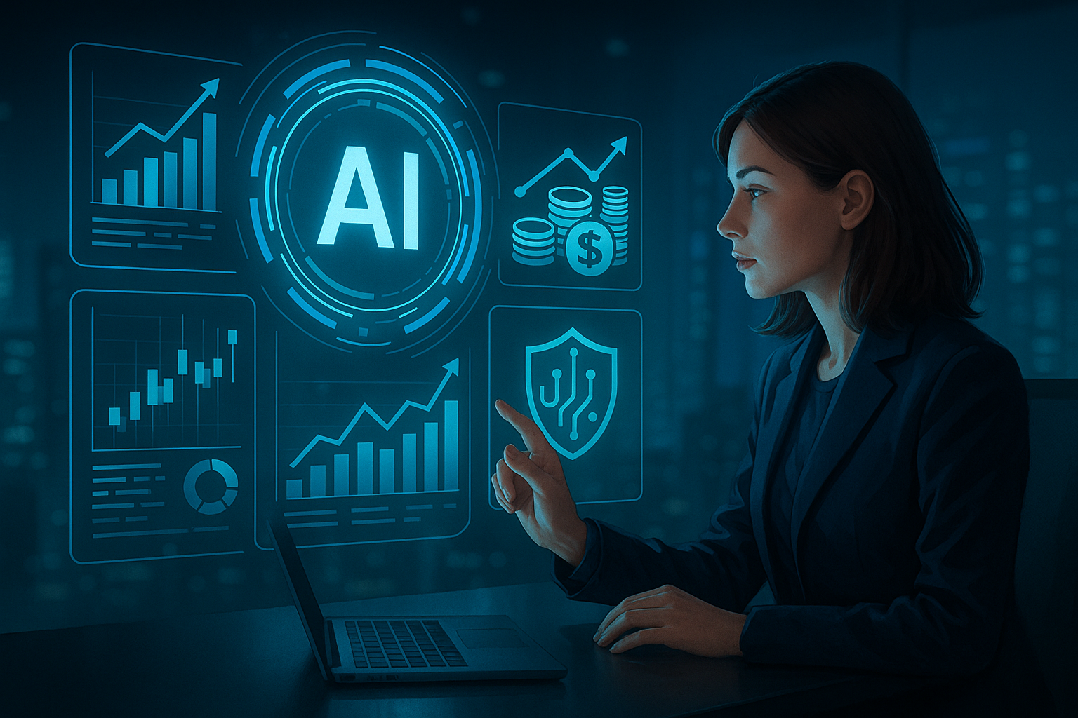Conceptual image of futuristic AI tools in finance