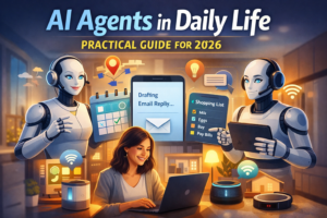 AI agents in daily life assisting with everyday tasks like email, scheduling, and smart home automation