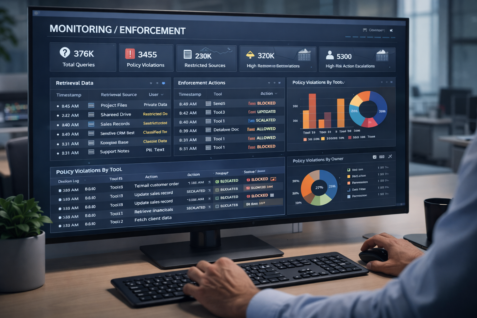 AI governance system design monitoring and enforcement dashboard